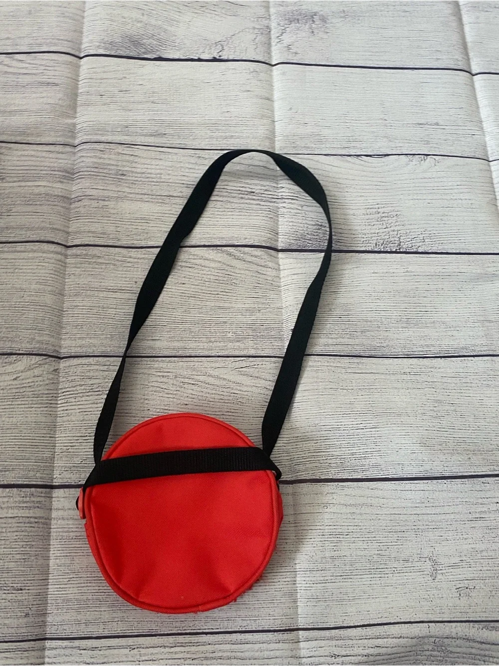 Disney Red Minnie Mouse Plush Round Crossbody Bag with Black Strap